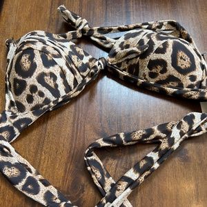 Unique Vintage Leopard Print Halter Swim Top